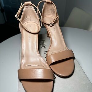 Kelly & Katie Beige Heeled Sandals Neutral Dressy Block Heels | Chic & Versatile